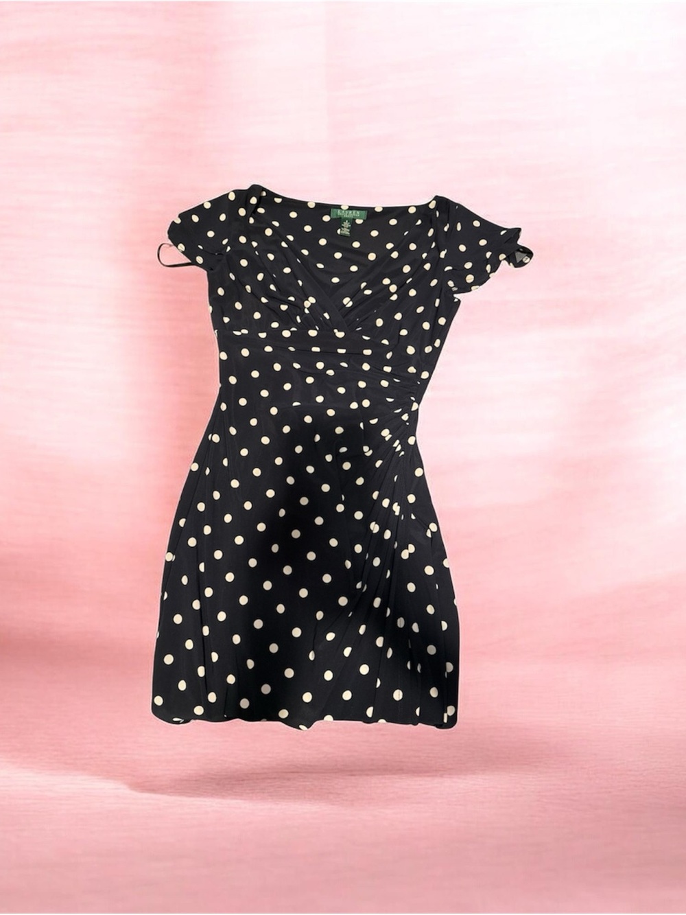 Ralph Lauren Black Dress with Cream Polka Dots size 4